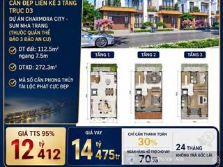 Pháp lý sở hữu lâu dài căn đẹp liền kề 3 tầng  trục d3 dự án charmora city  sun nha trang
