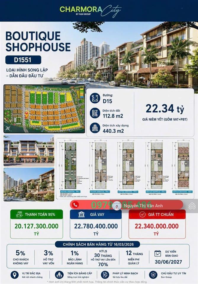 Boutique shophouse 5 tầng sở hữu mặt tiền vàng trục đường 25m, đón dòng tiền tại charmora city