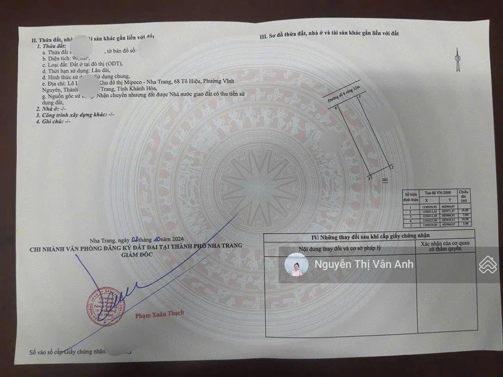Bán lô liền kề gần đường tô hiệu kđt mipeco nha trang đã có sổ hồng riêng cách biển chỉ 500m