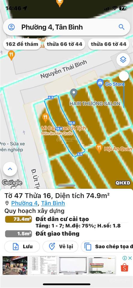 Bán nhà mặt tiền 79b nguyễn thái bình, phường 4, quận tân bình