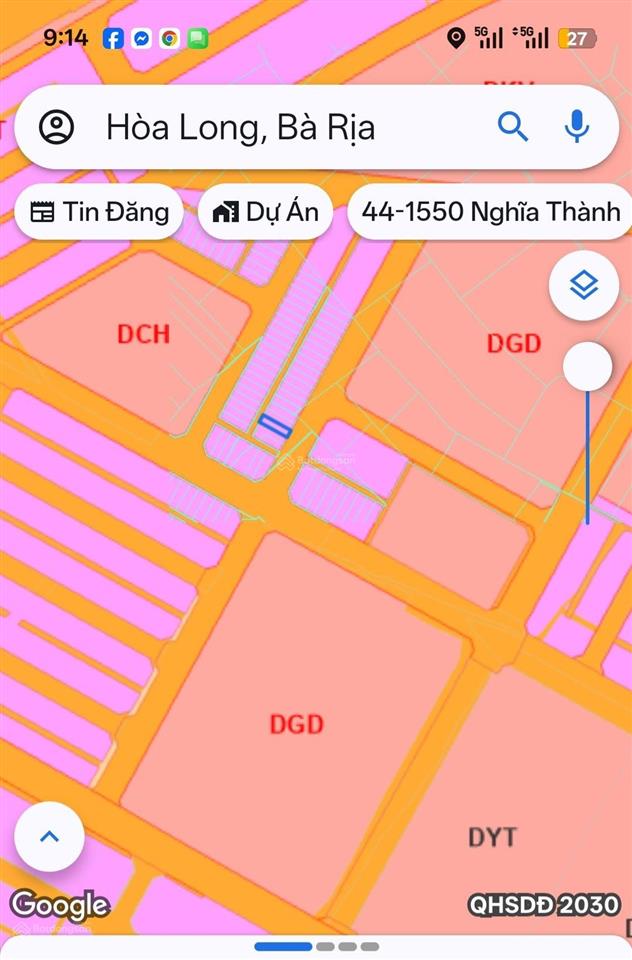 Bán đất đẹp trung tâm, đối diện bệnh viện bà rịa, 1,39 tỷ, 100m2, nhiều tiện ích