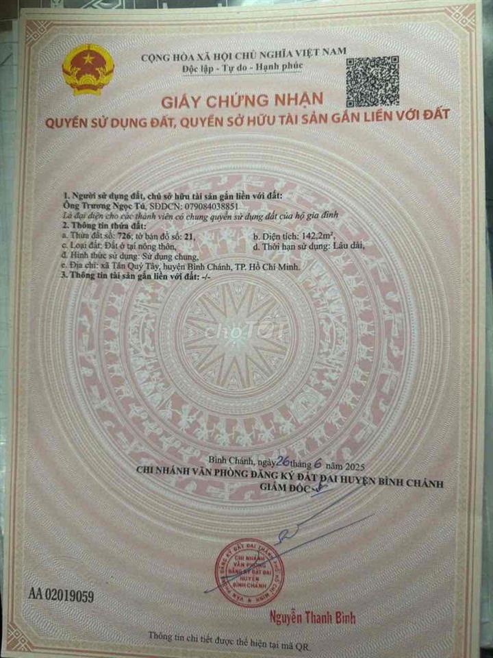 CHÍNH CHỦ BÁN LÔ ĐẤT Ở 5x28 ĐƯỜNG 5M GIÁ 2,7TỶ TL