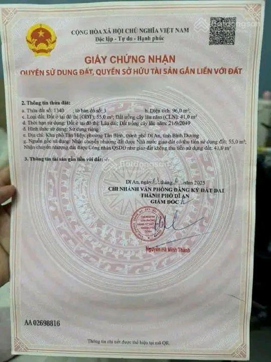 Bán lô đất 96m2 ngang 5.3m mặt tiền đường trương văn vĩnh giá tốt 2.99 tỉ tl