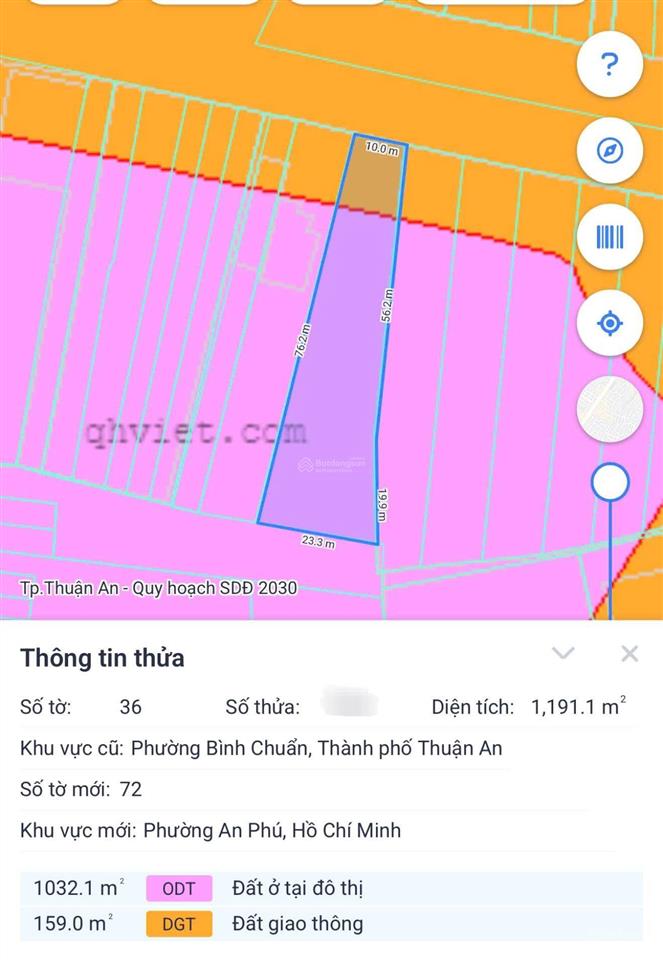 Bán lô đất 1191m2 ngang 10m mặt tiền dt743 bình chuẩn giá thấp hơn thẩm định bank 15%
