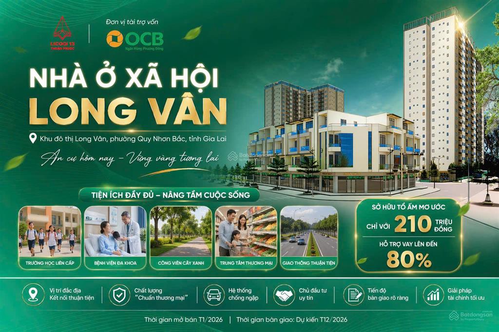 Chung cư long vân nằm trong khu đô thị fpt quy nhơn chỉ từ 210 triệu/căn