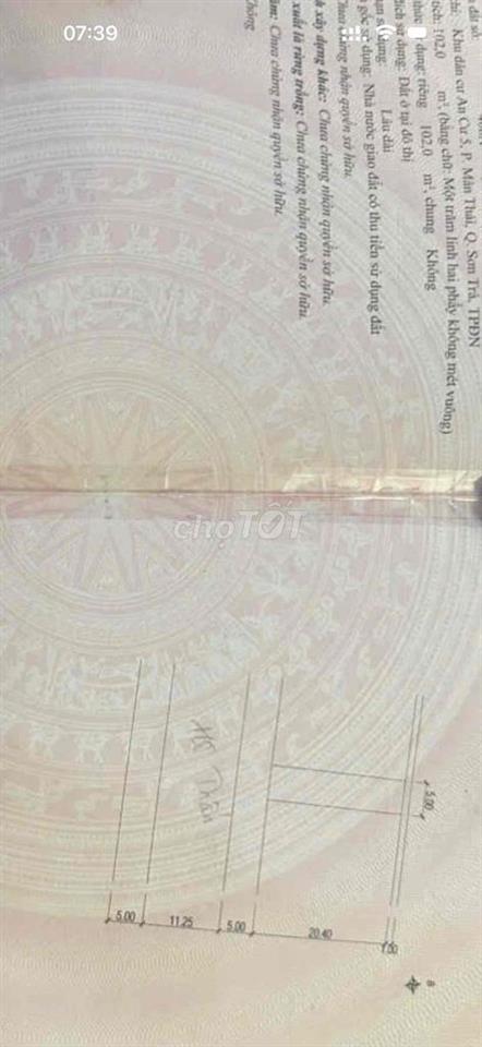Cần bán nhanh lô đất cách bãi tắm 180m đường Hồ Thấu, Sơn Trà Đà Nẵng