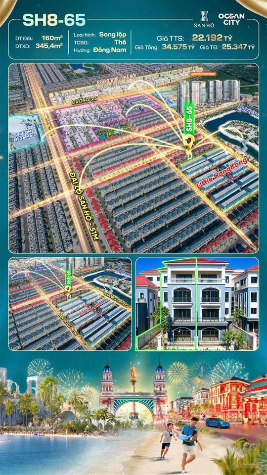 Biệt thự song lập to san hô 160m2 giá 22 tỷ nổi bật thị trường ngay sát biển