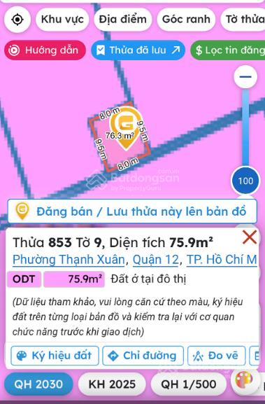 Bán đất thạnh xuân 52, cống hộp số 1, gần chợ bùi công trừng. dt 75,9 m2 quy hoạch đất, 0909 842 ***