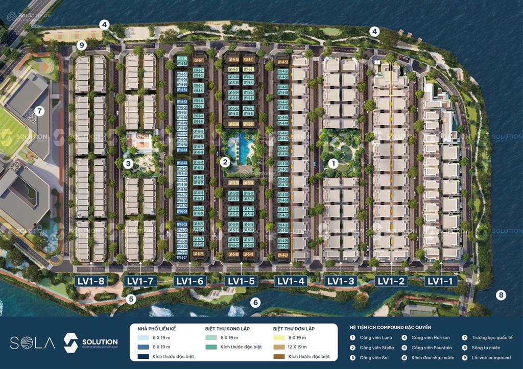 Biệt thự 3 mặt giáp sông villa sola tại the global city mở bán