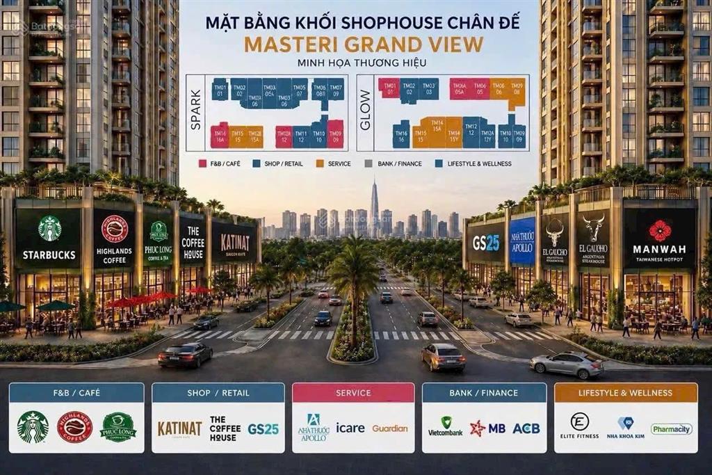 Chủ đầu tư masteri mở bán shophouse tòa grandview bàn giao cuối 2026