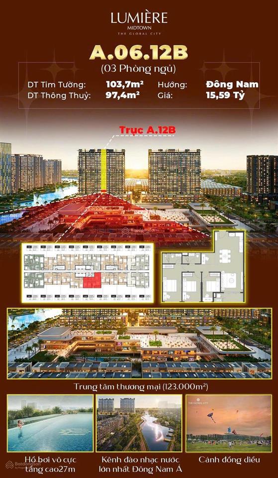 Bán căn hộ lumière midtown 3pn giá gốc cđt 15.59 tỷ