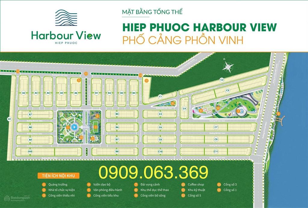 Bán nền đất sổ đỏ sẵn hiệp phước harbour view gđ2  công viên giá 1,450tỷ, giá tốt nhất 0909 063 ***