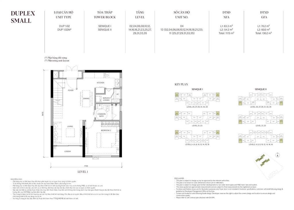 Chính chủ bán căn duplex 117,5m2 ban công đông nam view thoáng toà s2 the senique  chỉ 84tr/m2
