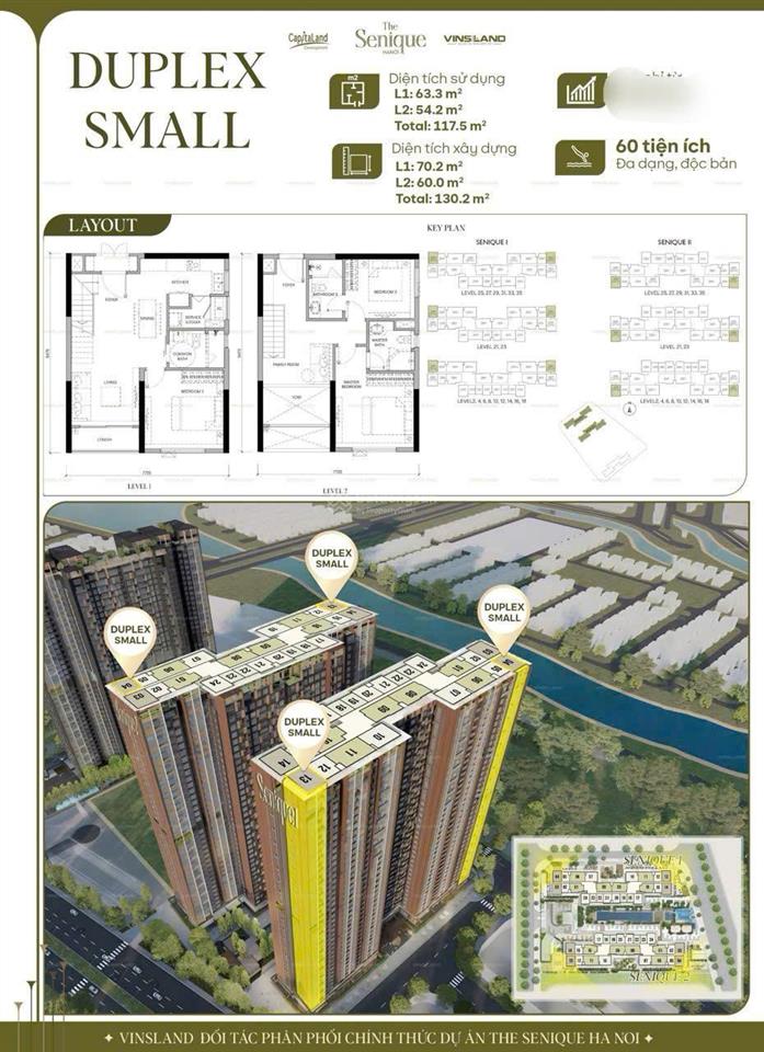 Chính chủ bán căn duplex 117,5m2 ban công đông nam view thoáng toà s2 the senique  chỉ 84tr/m2