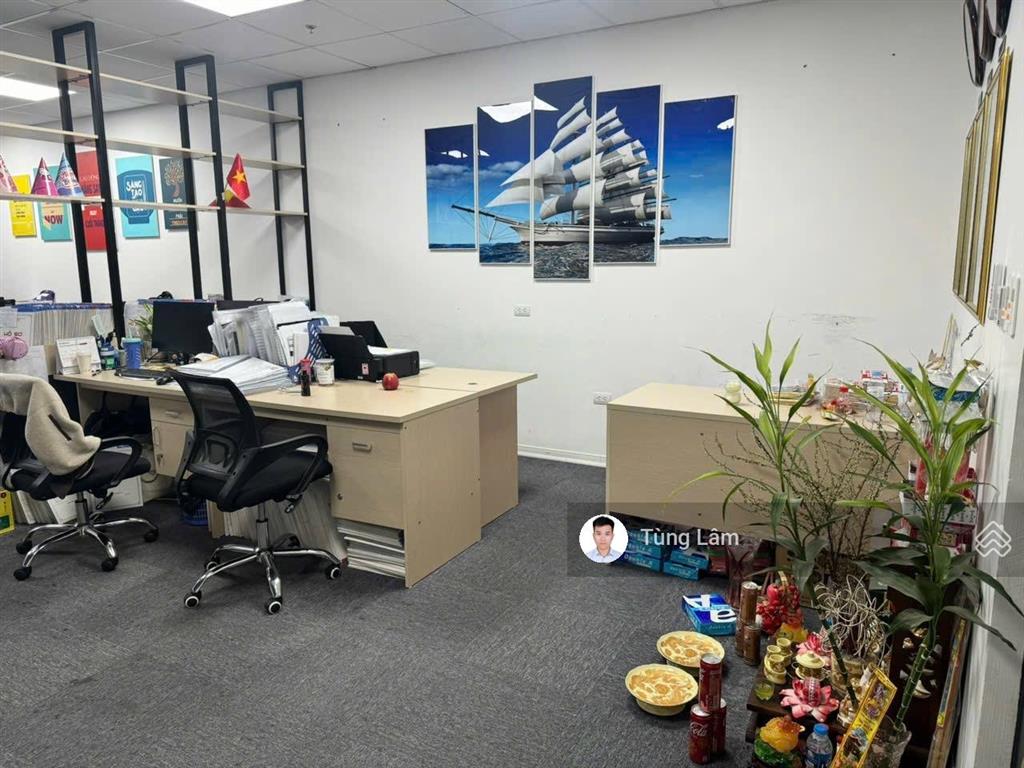 Cho thuê văn phòng chân đế chung cư homecity trung kính, 85m² full nội thất ngăn sẵn phòng