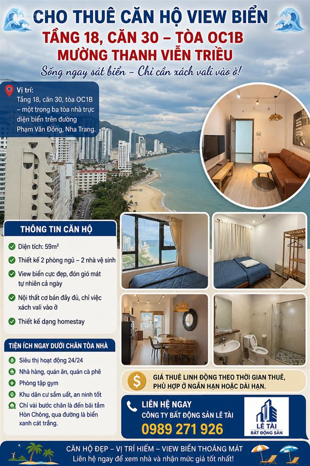 Chỉ vài bước chân ra biển căn hộ homestay tại mường thanh viễn triều