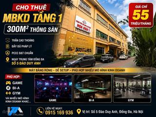 Cho thuê mbkd tầng 1 300m2 thông sàn | đống đa