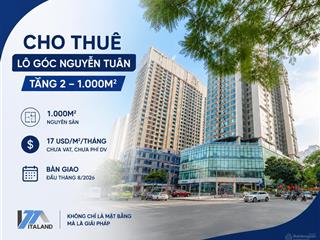 Cho thuê tầng 2 lô góc nguyễn tuân | diện tích 1.000m2 | view kính dễ nhận diện thương hiệu