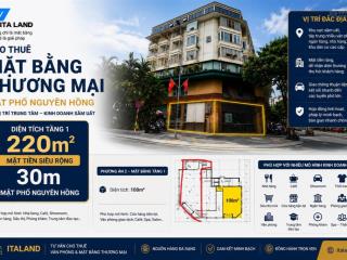 Cho thuê mặt bằng thương mại mặt phố nguyên hồng  mặt tiền 30m hiếm có