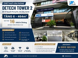 Cho thuê văn phòng detech tower ii | diện tích 464m2, 107 nguyễn phong sắc, cầu giấy