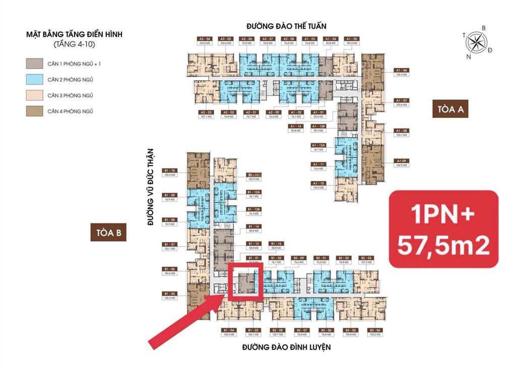 Chính chủ cần bán căn 1pn+1 57,5m2 bằng giá hợp đồng. căn hộ tầng trung, hướng mát, view nội khu