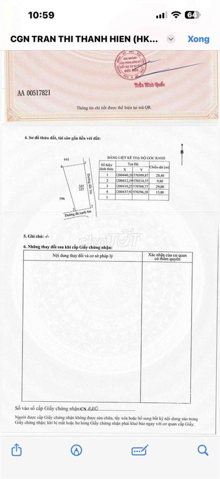 Cần bán mãnh đất 337mv thổ cư rộng rãi