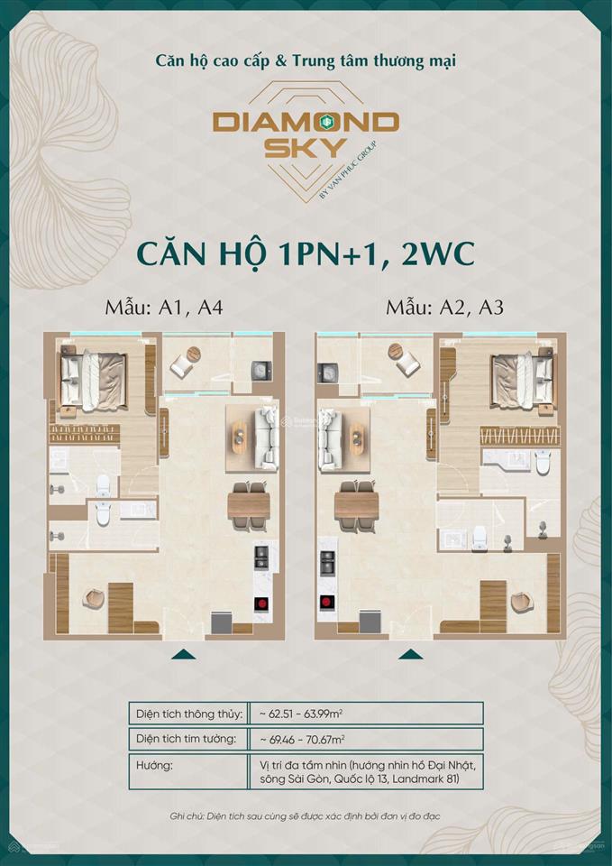 Cdt nhận booking căn hộ dimond sky, view sông, hồ đại nhật 16ha, nhạc nước, với giá từ 120tr/m2
