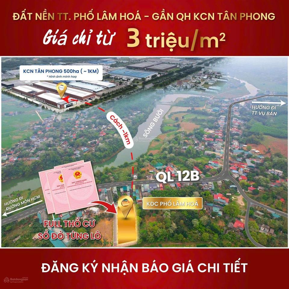 370 triệu/lô đất full thổ cư, sẵn sổ đỏ, công chứng sang tên tại phố lâm hóa  lạc sơn  hòa bình