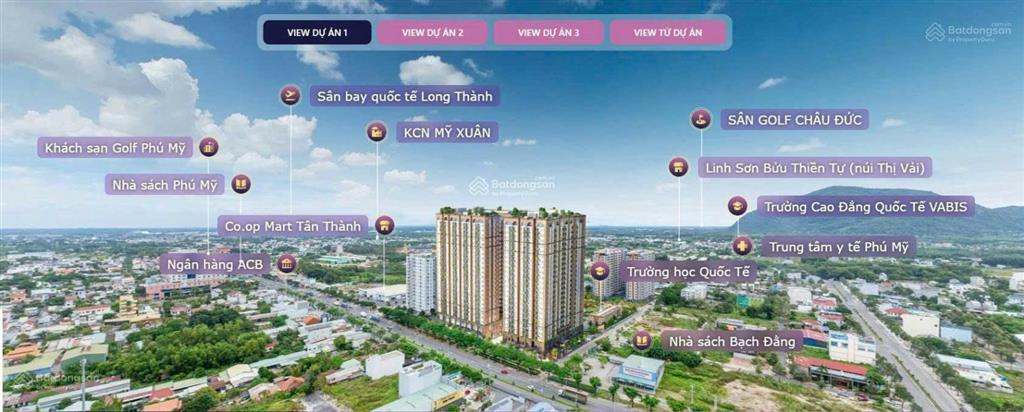 Căn hộ 3pn full nt mặt tiền ql51, tt phú mỹ, view cảng biển cái mép, t6/2026 nhận nhà, tt 18 tháng