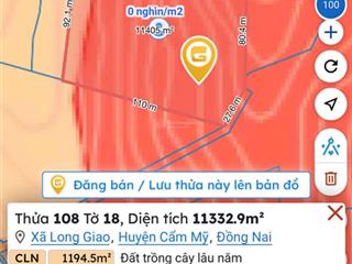 Bán cắt lỗ 2.2ha đất long giao cẩm mỹ đồng nai