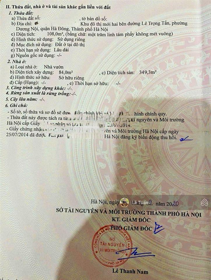 Chính chủ bán liền kề khu c gleximco  lê trọng tấn đối diện 4 toà chung cư(  0962 991 ***)