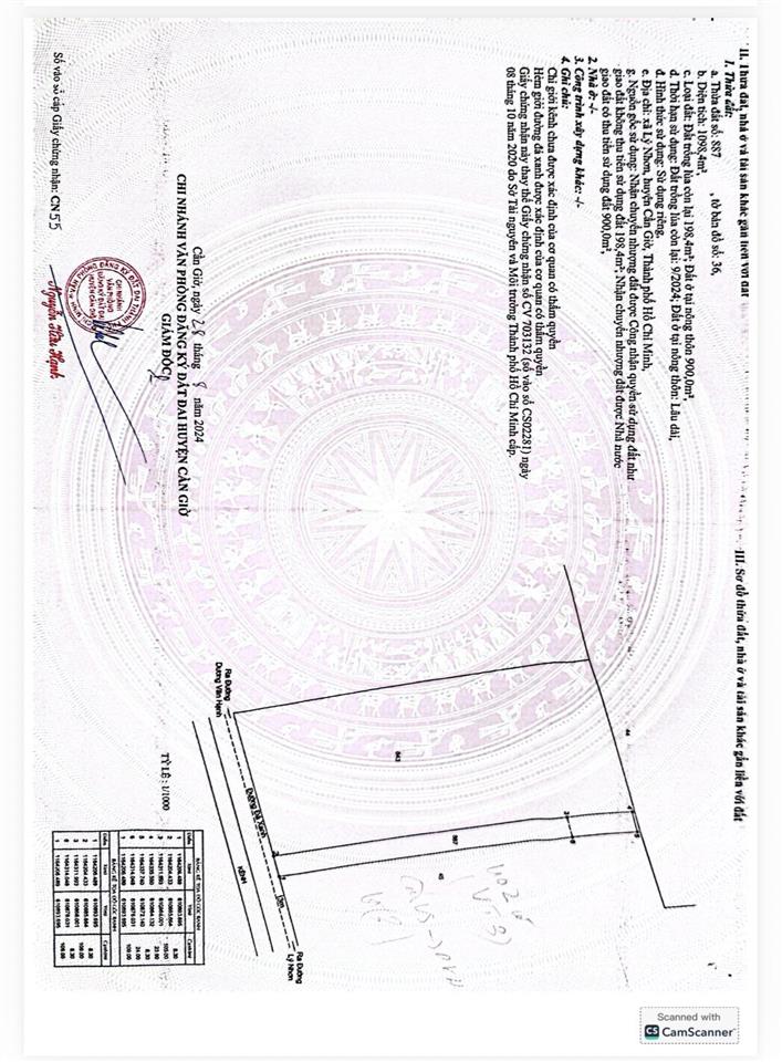 Bán đất tại đường lý nhơn, cần giờ, 7,5 tỷ, 1098 m2, sổ hồng.