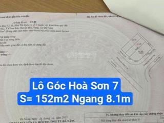 Góc 2 mặt tiền khu tái định cư đường 7m5 hoà sơn 7. (hoàng phê). s= 152m2, giá 4.9 tỷ