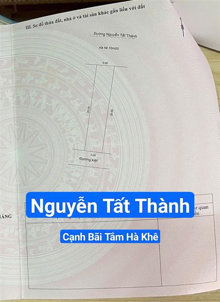 Đất 2 mặt tiền nguyễn tất thành đoạn xây cao tầng gần bãi thắm hà khê. s= 125m2, giá 15.5 tỷ