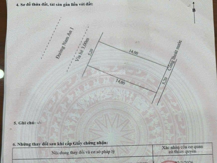 Đất đường 5m5 nam an 1 cách biển mân thái 100m. s= 72.8m2 ngang 5.2m giá 8.8tỷ