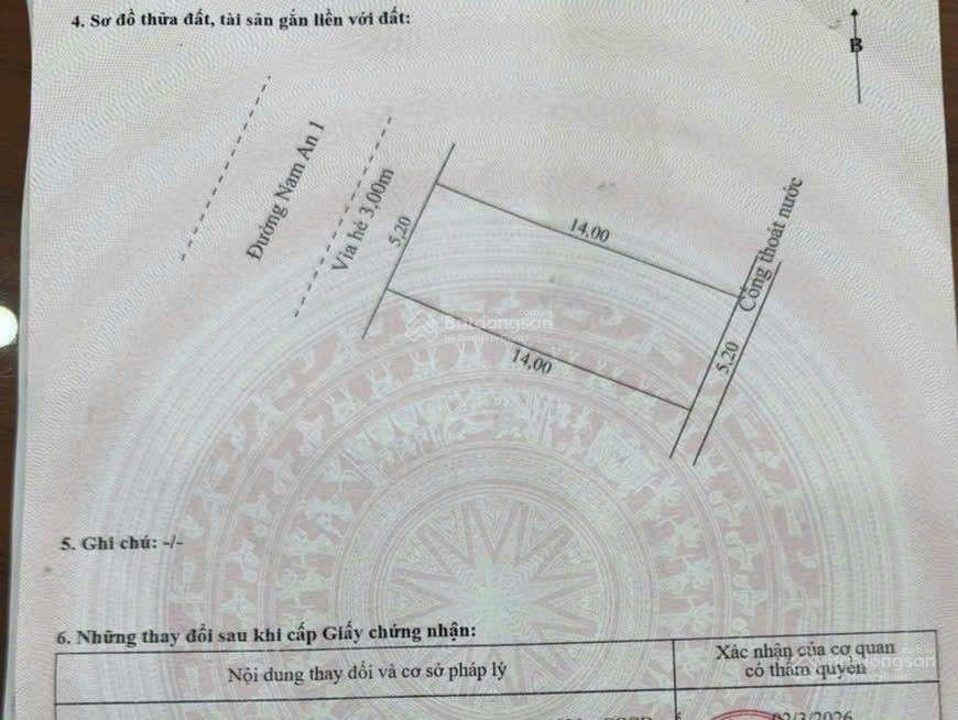 Đất đường 5m5 nam an 1 cách biển mân thái 100m. s= 72.8m2 ngang 5.2m giá 8.8tỷ
