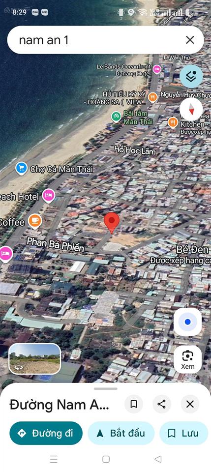 Đất đường 5m5 nam an 1 cách biển mân thái 100m. s= 72.8m2 ngang 5.2m giá 8.8tỷ