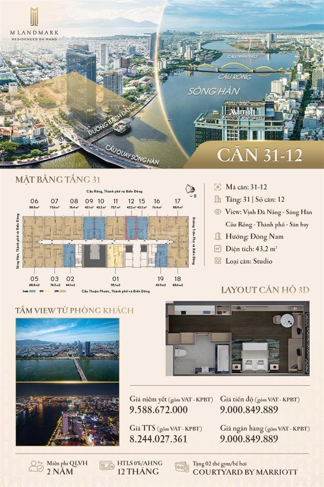 Sở hữu ngay biểu tượng mới của đà nẵngm landmark residence, sổ đỏ lâu dài, dòng tiền cho thuê tốt