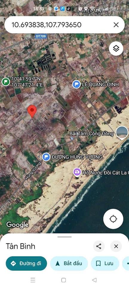 Bán đất tại hùng vương, tân bình, thị xã la gi, 1,5 tỷ, 1009 m2 đẹp, nhiều tiện ích