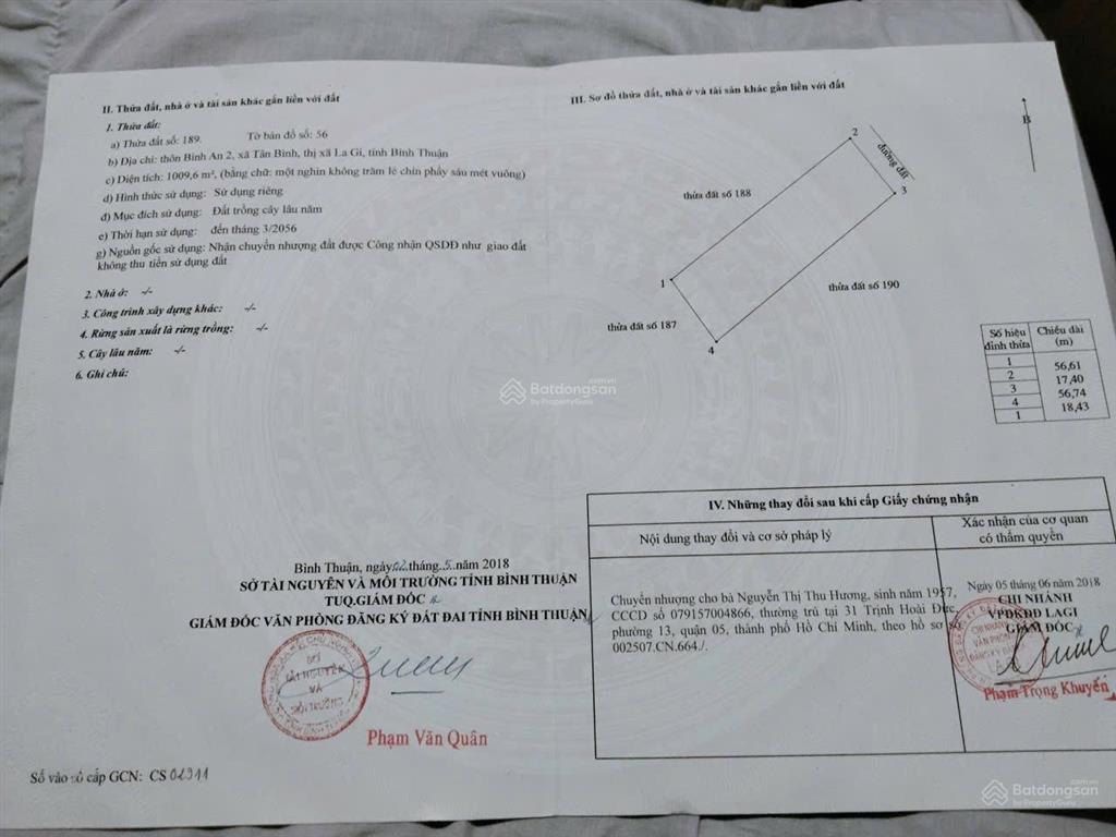 Bán đất tại hùng vương, tân bình, thị xã la gi, 1,5 tỷ, 1009 m2 đẹp, nhiều tiện ích