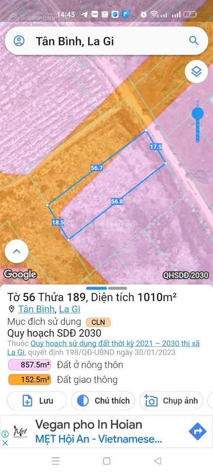 Bán đất tại hùng vương, tân bình, thị xã la gi, 1,5 tỷ, 1009 m2 đẹp, nhiều tiện ích