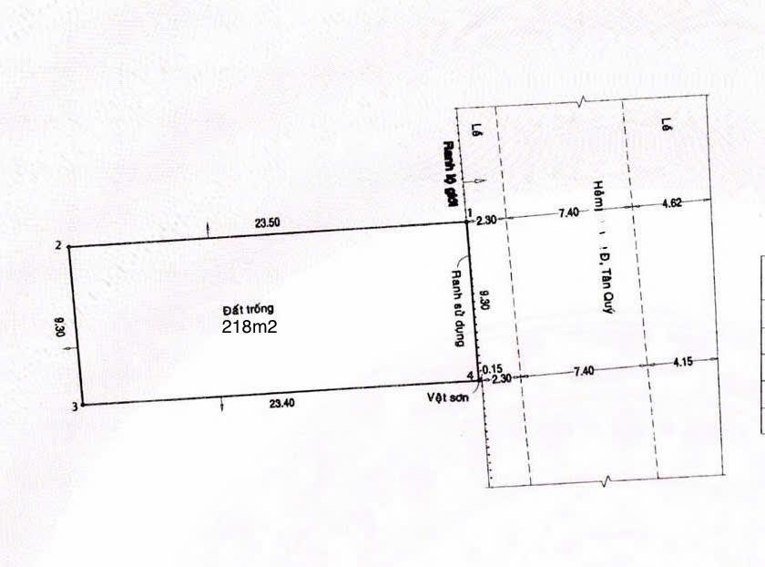 Hẻm 14m tân quý  p. phú thọ hòa, 9,3x24,5m, cấp 4, giá 26,5 tỷ tl