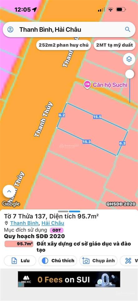 Bán đất đường 7m5 thanh thủy, dt 98 m2 ngang 6,2m nở hậu, giá 10,9 tỷ  0935 121 ***