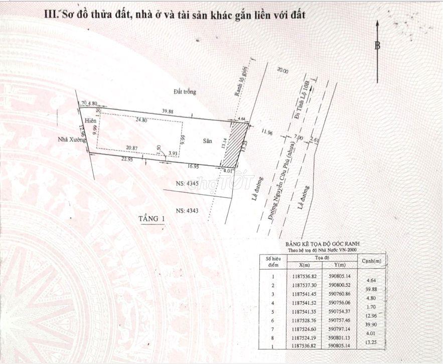 600m2 MT Nguyễn Cửu Phú (13x51) cách TVG 1km