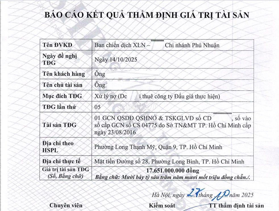 400m2 thỗ cư 2 MT đường số 28 - Nguyễn Xiển Giá tốt