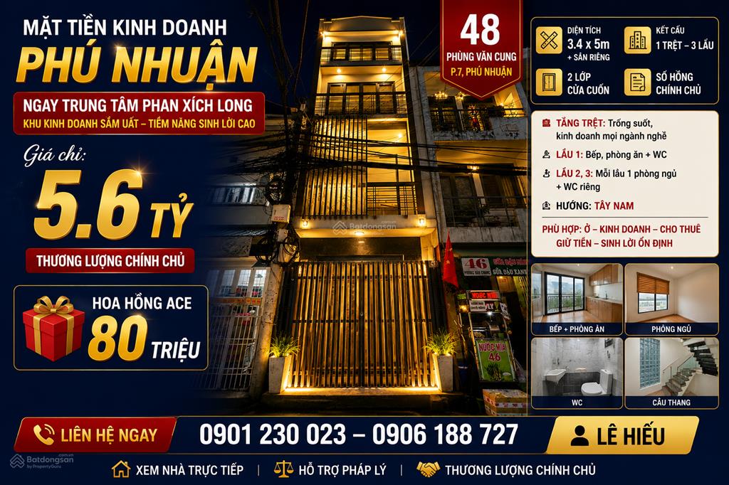 Mặt tiền 4 tầng kinh doanh phú nhuận giá chỉ 5.x tỷ