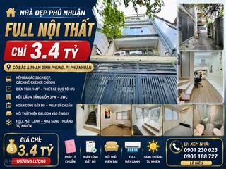 Nhà đẹp 4 tầng phú nhuận 3pn 3wc chỉ 3.4 tỷ