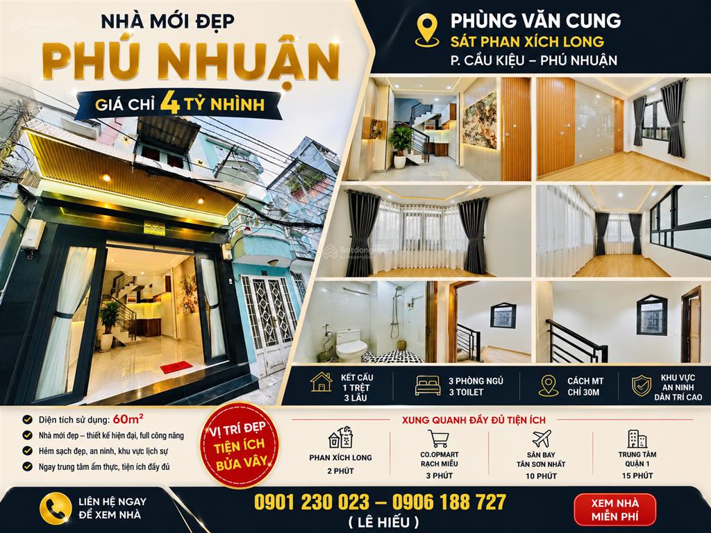 Bán nhà riêng tại phùng văn cung, 4,3 tỷ, 15m2, 3pn, 3wc, giá tốt, uy tín
