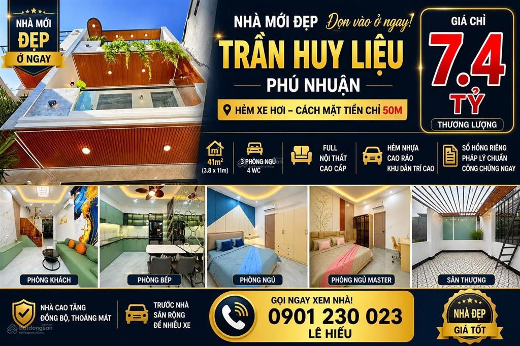 Bán nhà riêng tại trần huy liệu, 7,4 tỷ, 41m2, 4pn, 3wc, 3 tầng