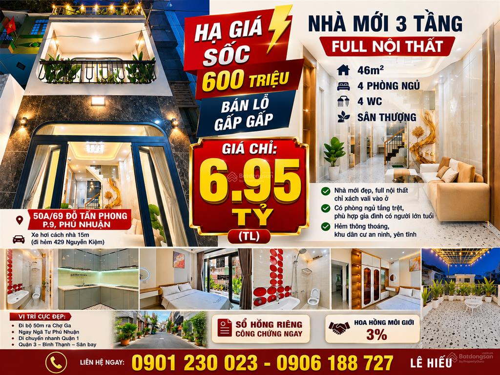 Hạ giá sốc 600 triệu bán lỗ gấp gấp nhà mới 3 tầng full nội thất phú nhuận